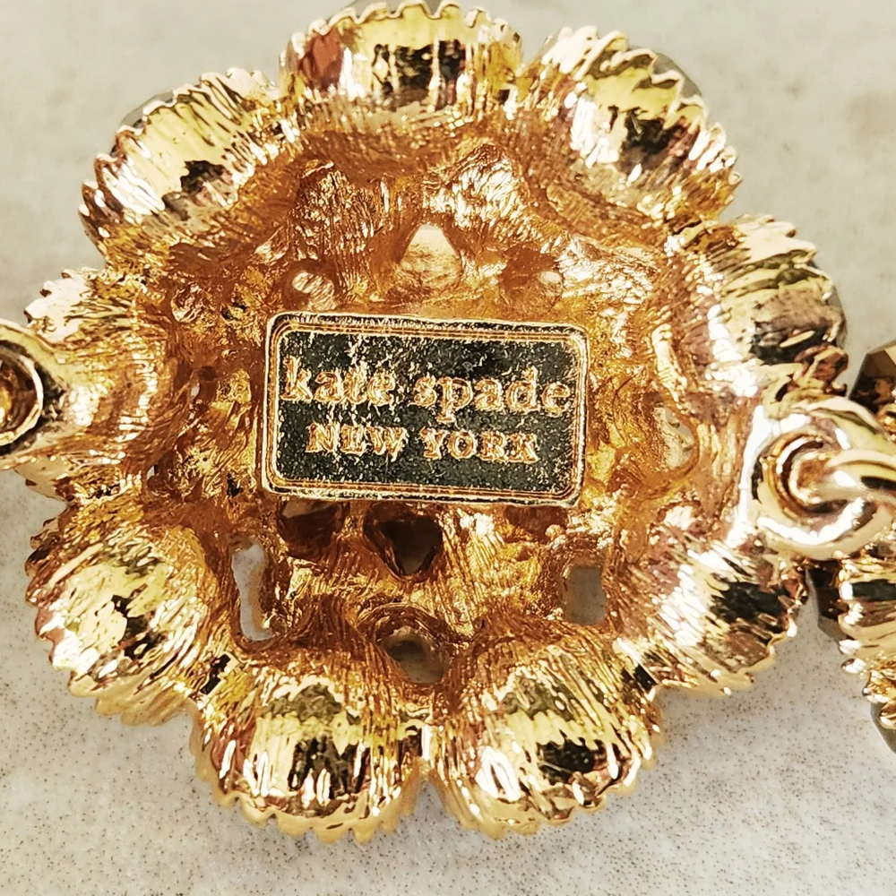 Kate Spade New York RARE Gold Cluster Rhinestone Beaded Statement Bracelet - Picture 6 of 9